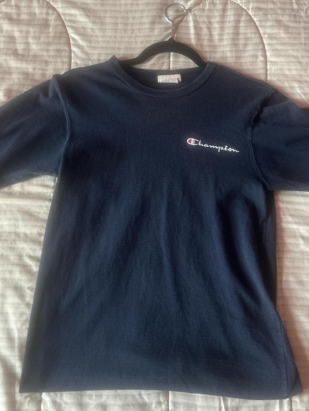 Champion Navy Script Logo T‑Shirt
